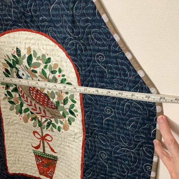 Apron partridge in a pear tree on front, brown white polkadots on back - Picture 3 of 6